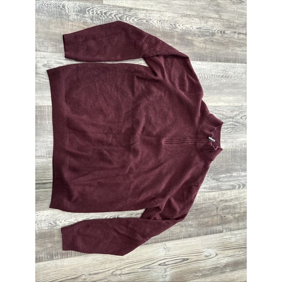 John W Nordstrom 100% Cashmere Sweater Men’s XL Burgundy 1/4 Quarter Zip JWN - Picture 1 of 13